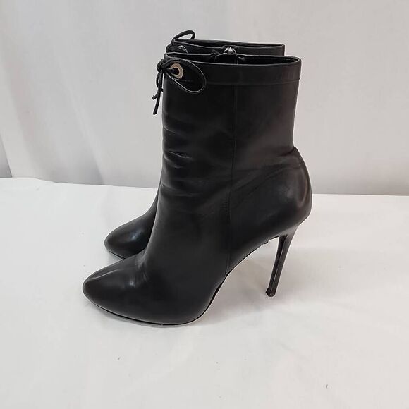 Michael Kors Size 8 Women's Black Leather Bow Ankle Booties Pointy Toe High Heel - Picture 5 of 9